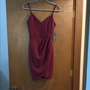 Lulu's Red Asymmetrical Wrap Cocktail Dress